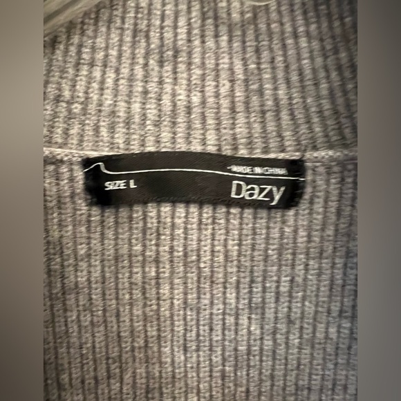 Dazy gray full zip cardigan ribbed large - Picture 3 of 4